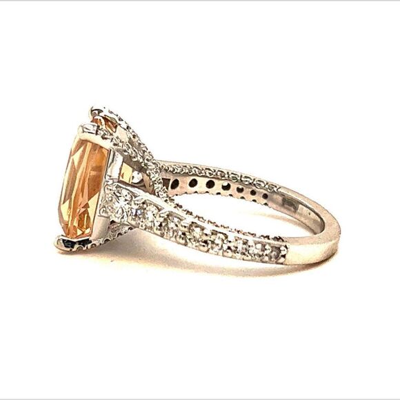 Natural Morganite Diamond Ring Size 6.25 14k Gold 5.26 TCW Certified $6,950 215 - Picture 9 of 15